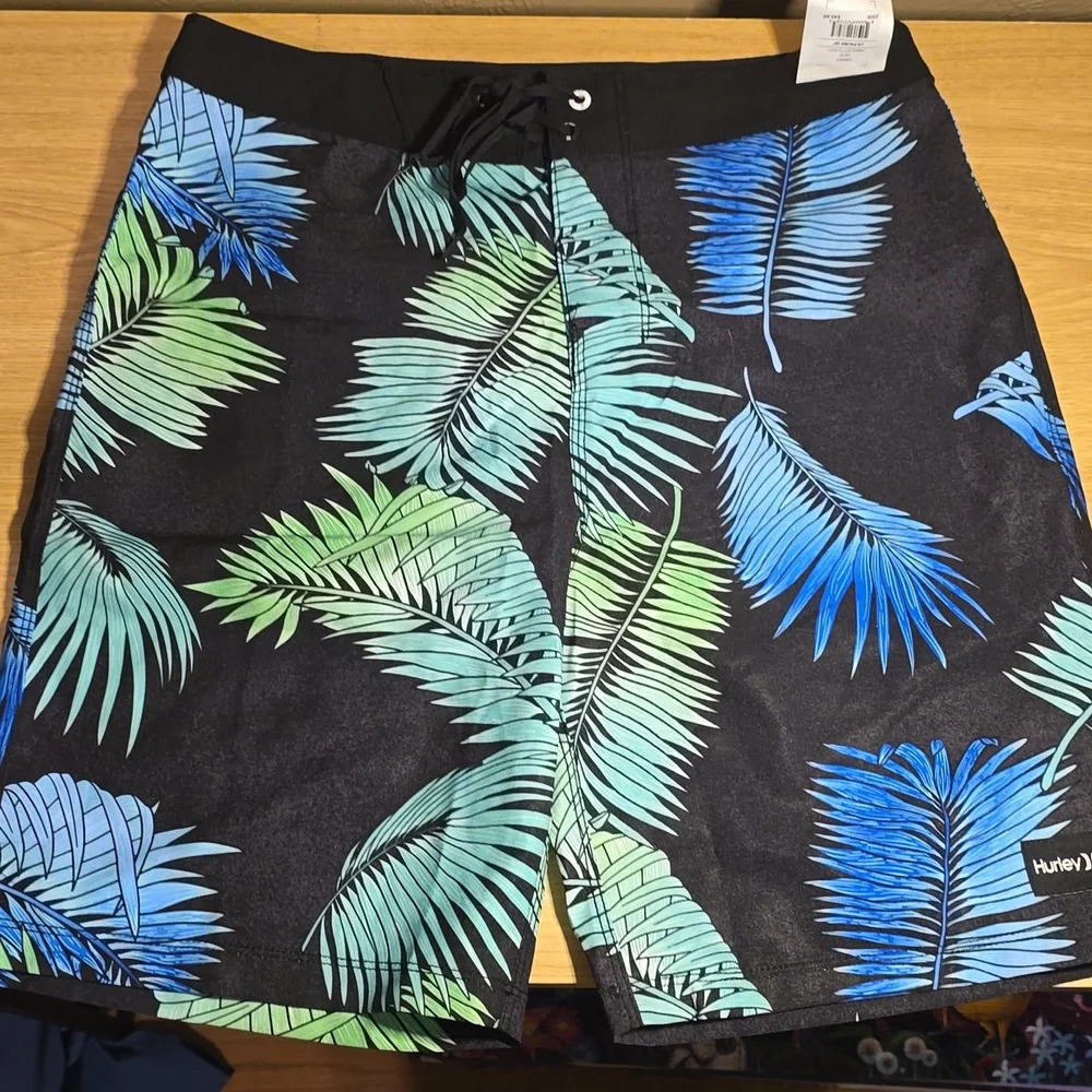 Hurley Blue and Green Swim Trunks 20" Length